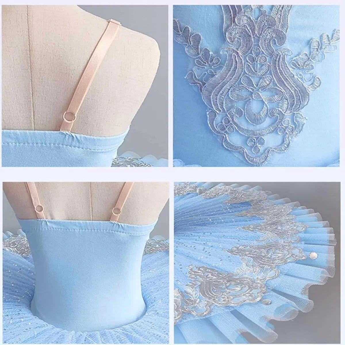 Niñas Tutu profesional Vestido de ballet Bordado Abullido Falda Lago de cisnes Crepe Trajes de bailarina Para niños