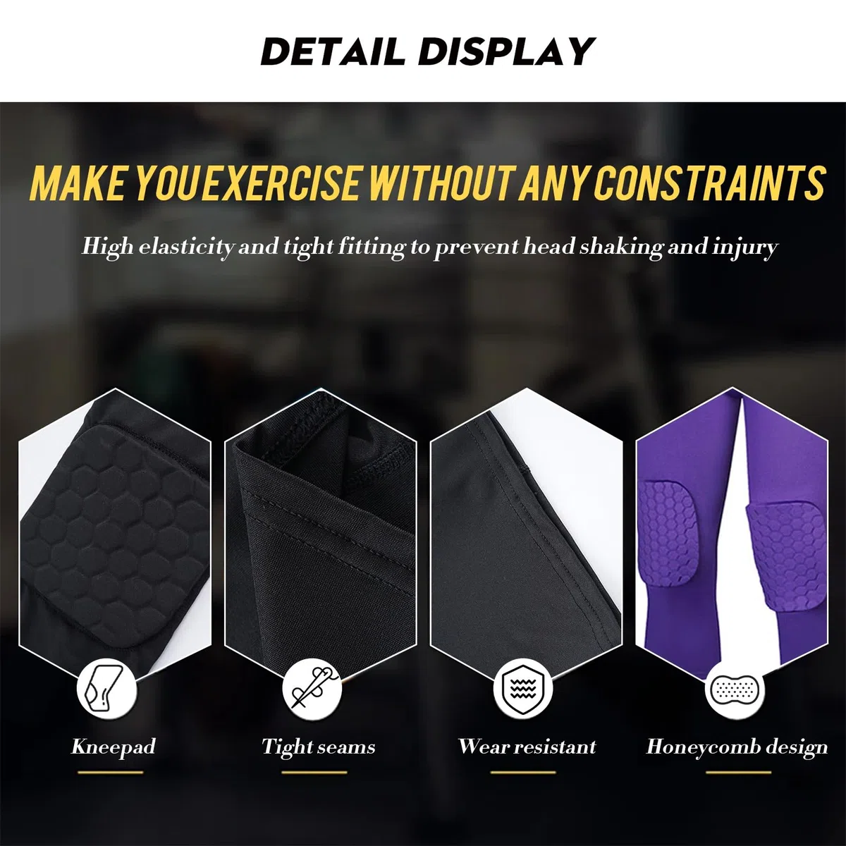 HULG Pantalones De Baloncesto con Rodilleras, Pantalones De Compresión con Rodilleras,Pantalones De Compresión 3/4 para Baloncesto, Fútbol, ​​béisbol