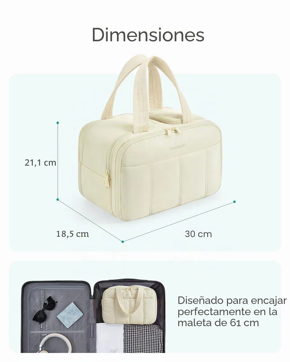 BAGSMART - Neceser de viaje, gran neceser acolchado para mujeres, Negro