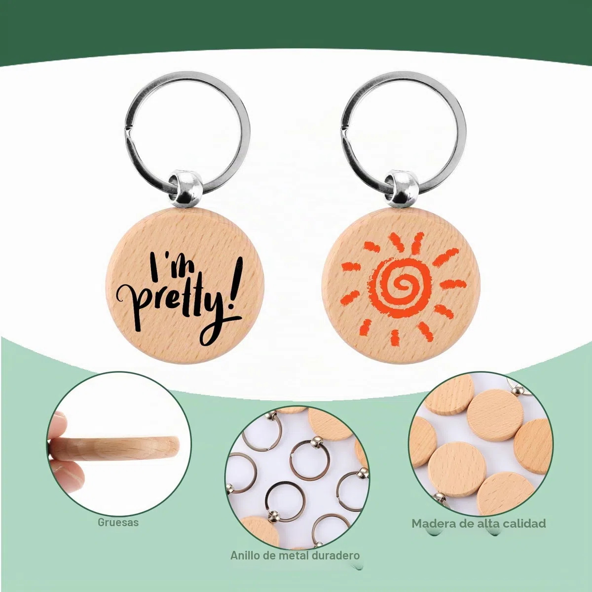 WOPPLXY 40 piezas llaveros madera blanco, Ø 4 cm, Dicke 7mm, con Anillos, für DIY, Basteln Dekoration Geschenke, Malerei