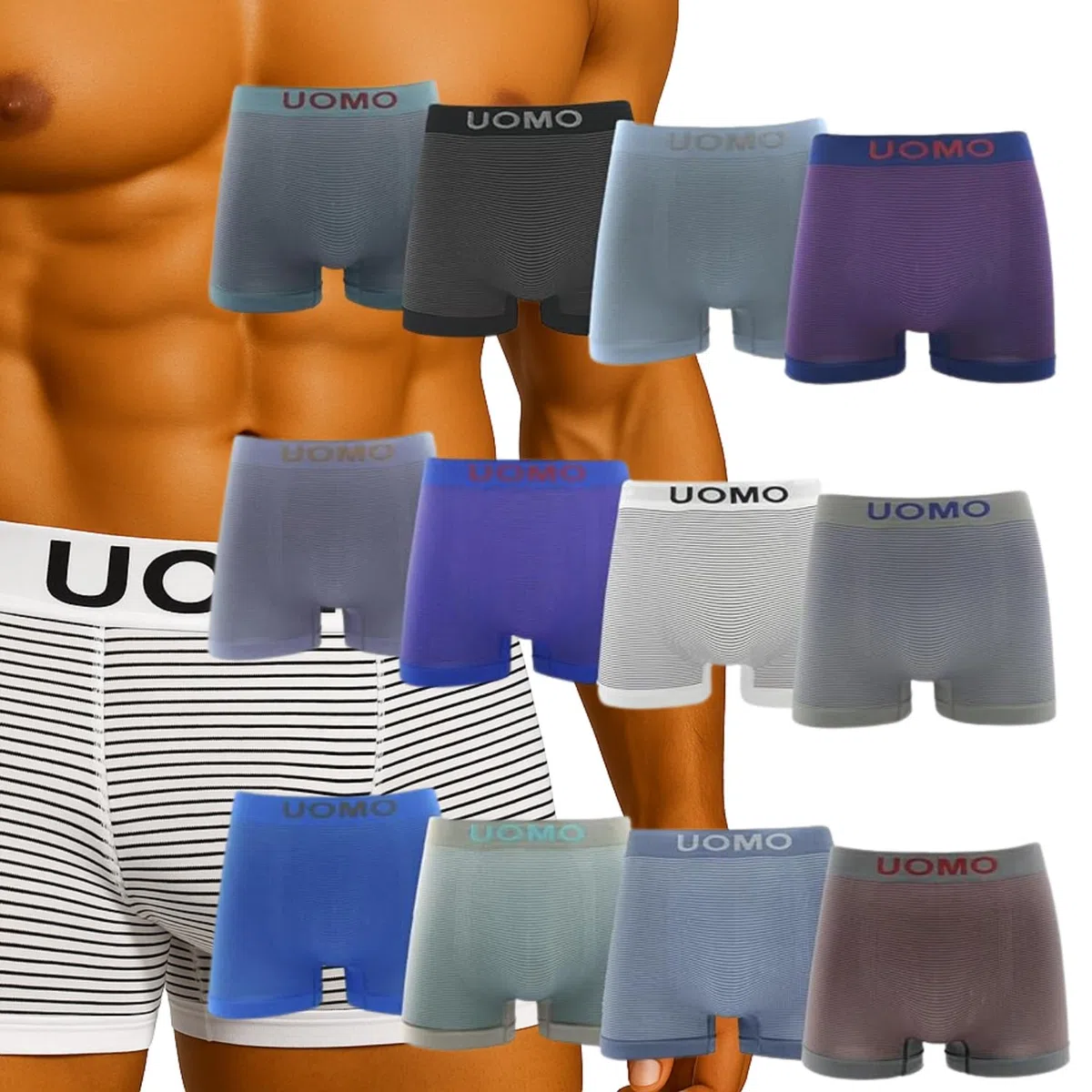 SaoTi Calzoncillos Sin Costuras Hombre Pack 12 Microfibra Transpirable - Boxers Hombre Cómodos Elásticos Ajuste Pack Calzoncillos Hombre Secado Rápido Diario Deporte