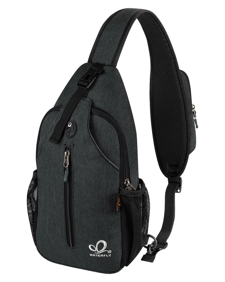 WATERFLY Pequeña bolsa de senderismo: mochila cruzada para el pecho para hombres y mujeres con correa de hombro agradable a la piel