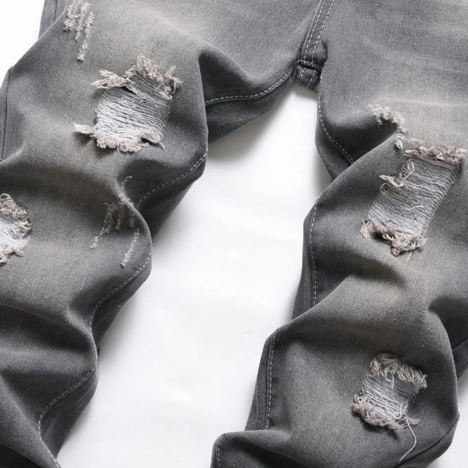 2026 Chicos Skinny Fit Rasgado Desgastado Moda Niños Denim Pantalones Pantalones Negros Pantalones Cortos Chicos