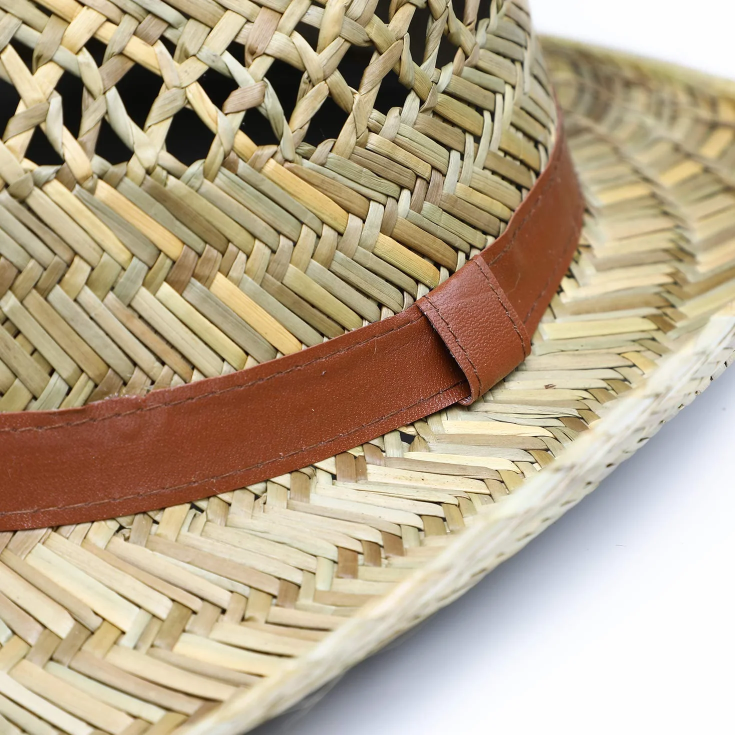 fiebig Sombrero de Paja Australiano para Hombre y Mujer | Sombrero de Vaquero para el Sol | Sombrero Occidental con Cinta de Imitation a Cuero | Sombrero de Cowboy con Borde Cosido