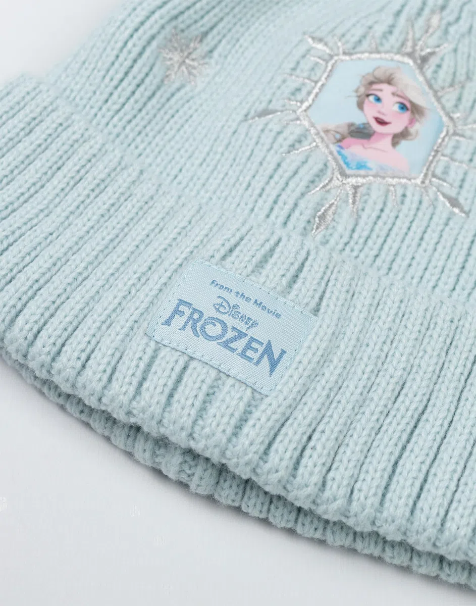 Disney Frozen Elsa - Conjunto de gorro y guantes para niñas, color azul claro, accesorios cálidos de invierno para niños con diseño de personajes