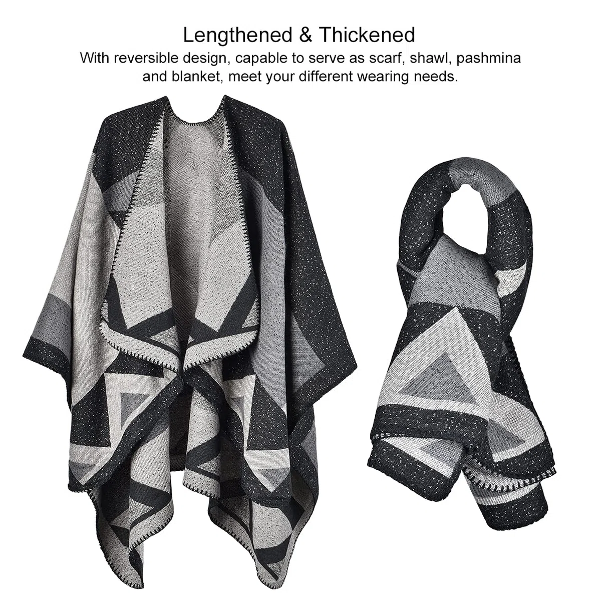 OOPOR Poncho Tejer Invierno de Mujer - Chal Lana Tela Escocesa Grande Bata Cardigan Acogedor Fular Crochet Capa Suave para Ropa Boda Jersey Mantón Casa Navidad Festival Disfraz ​Otoño Regalo 9 Color