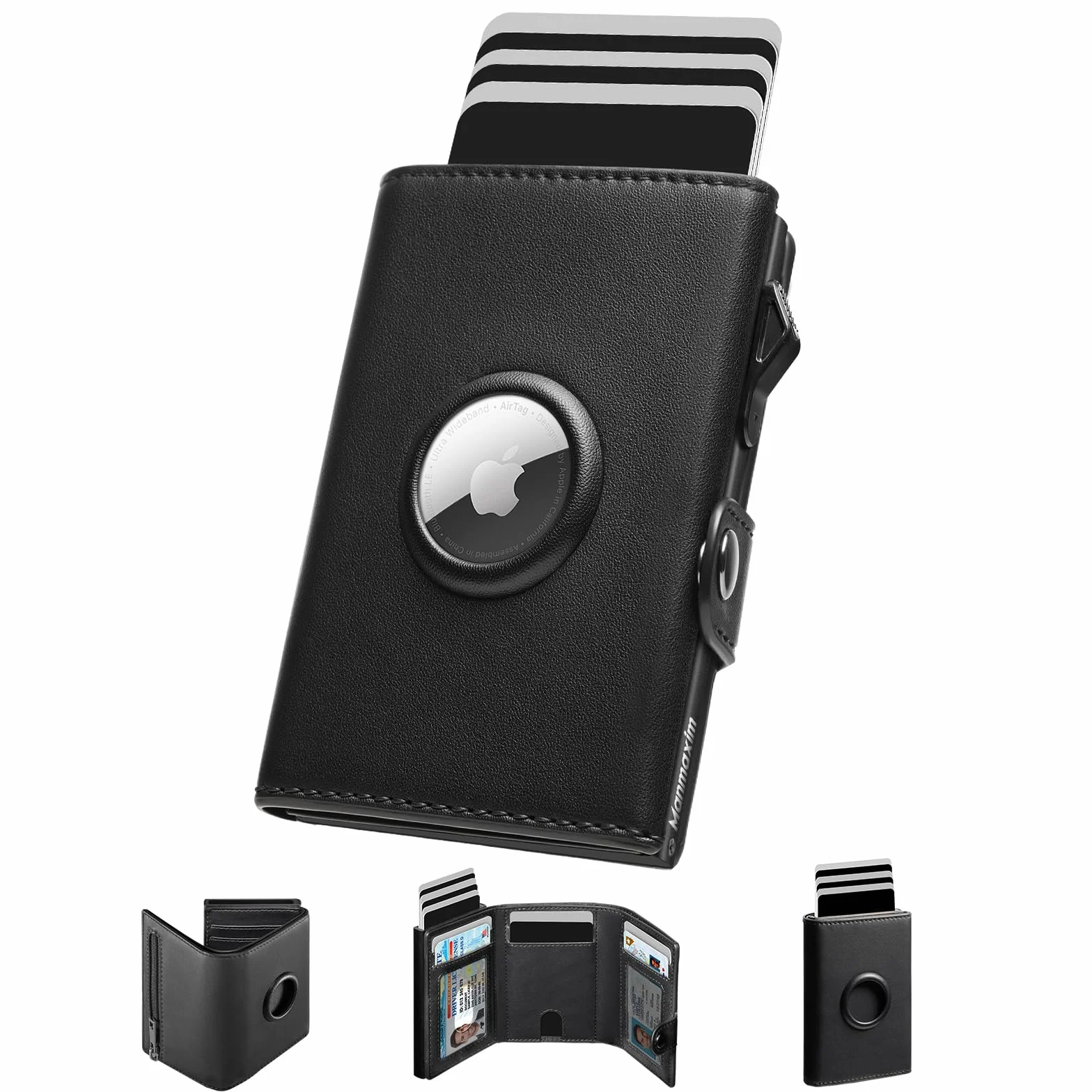 Cartera para Hombre, Cartera RFID Smart Wallet for Men, Compact Monedero para Hombre para 12 Tarjetas, Monedero con Compartimento para Monedas y ID Ventana