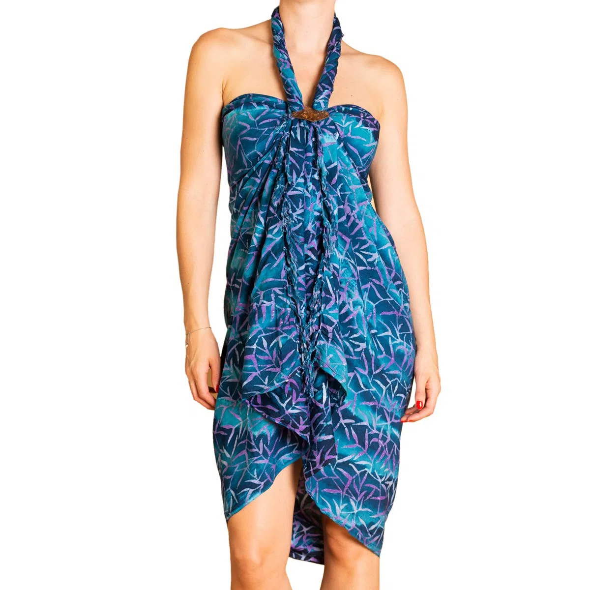 PANASIAM Pareo Tonos Azules - Pareo de Viscosa Opaca - Falda Cruzada | Para mujer & hombre, pareo de playa, vestido de playa ligero, cubre bikini ligero o toalla de playa, pieza única artesanal