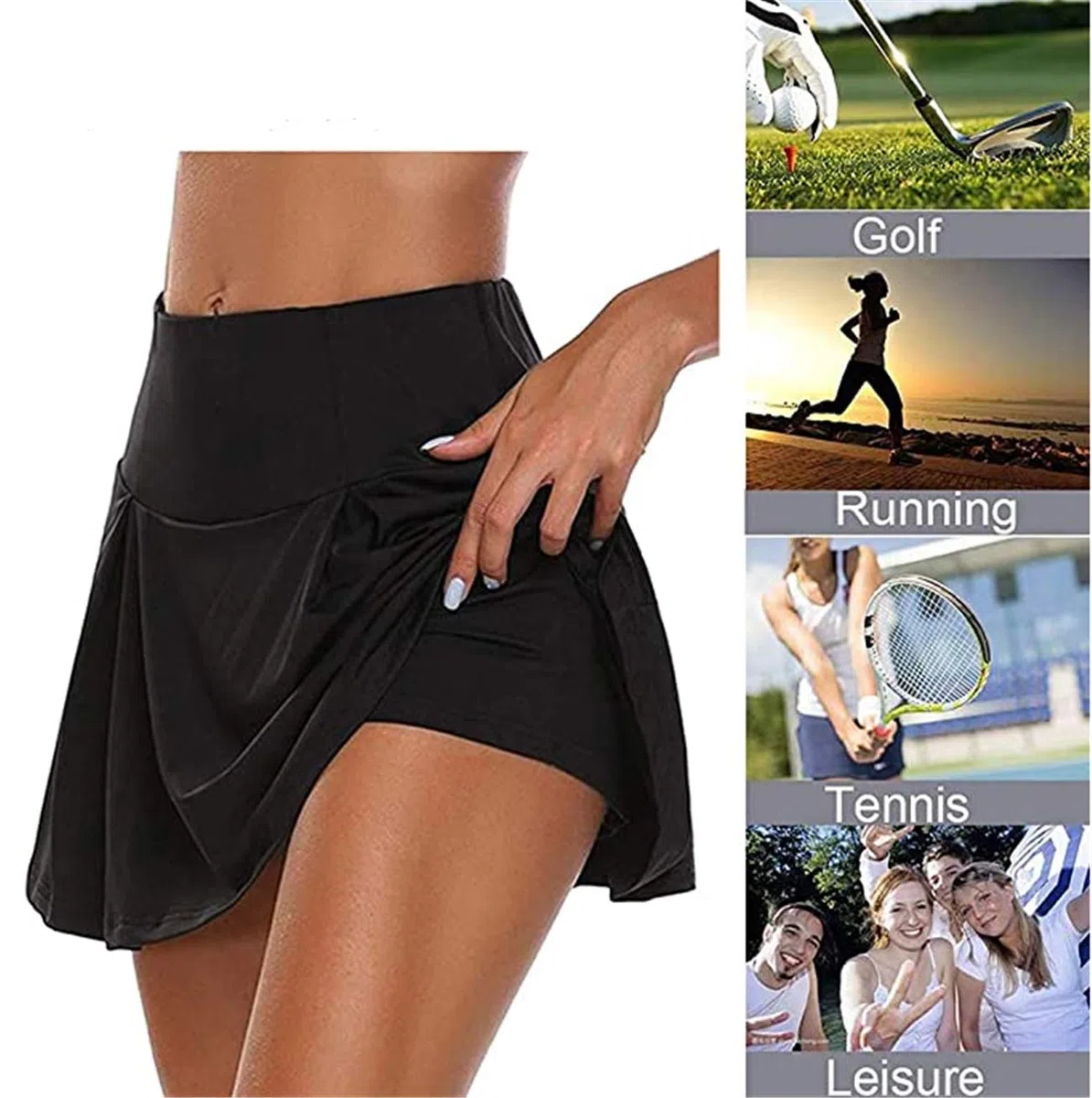 Mujer Falda Deportiva 2 en 1 Leggings Deportivos con Falda, pantalón Corto para Tenis, Golf