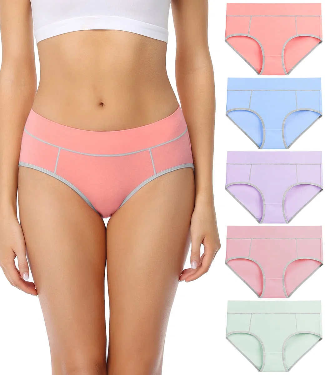 wirarpa Bragas Mujer Cintura Midi Algodón Braguitas 5 Pack