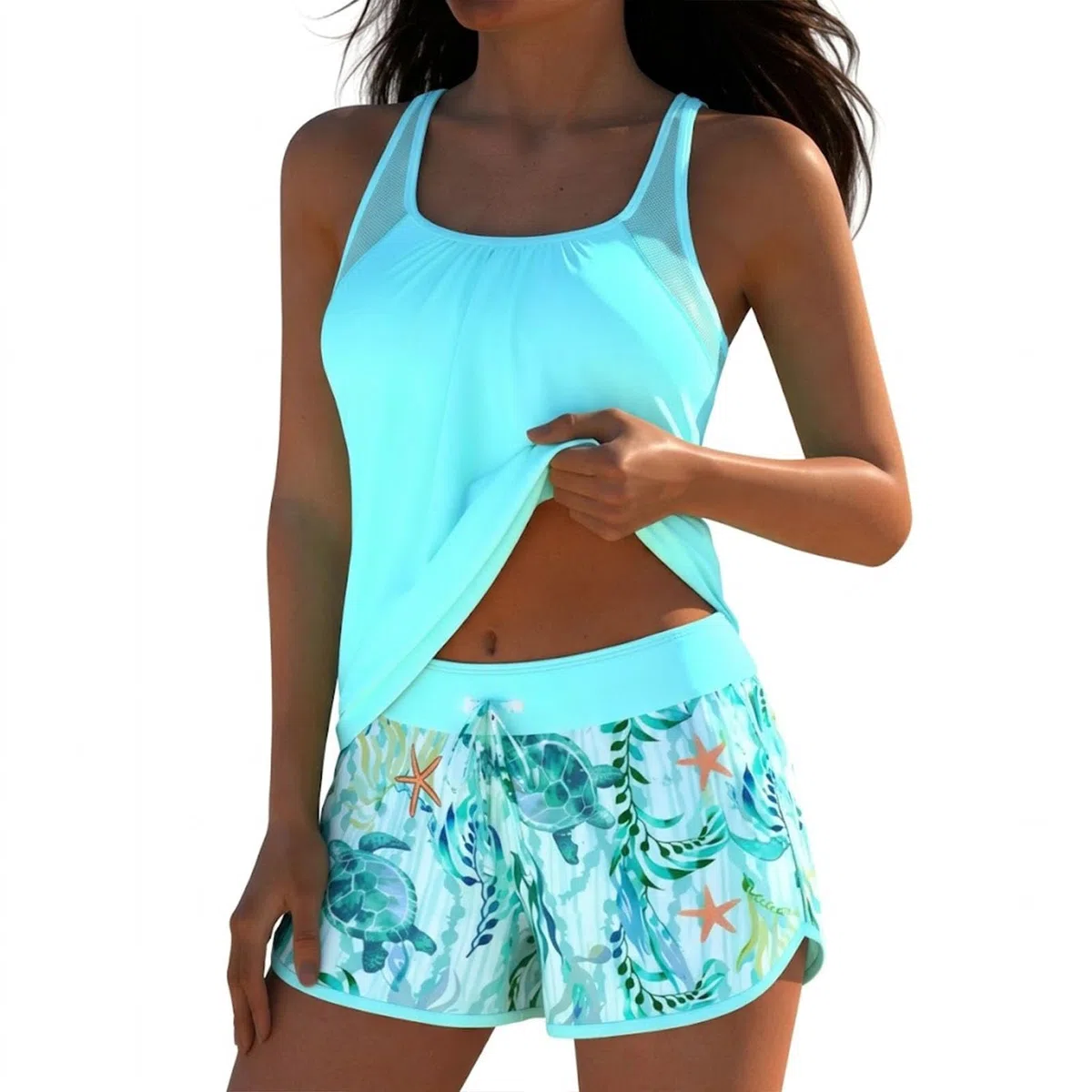 Genérico Women's Flattering Tankini Swimsuit Set with Shorts - Classic Bathing Suits