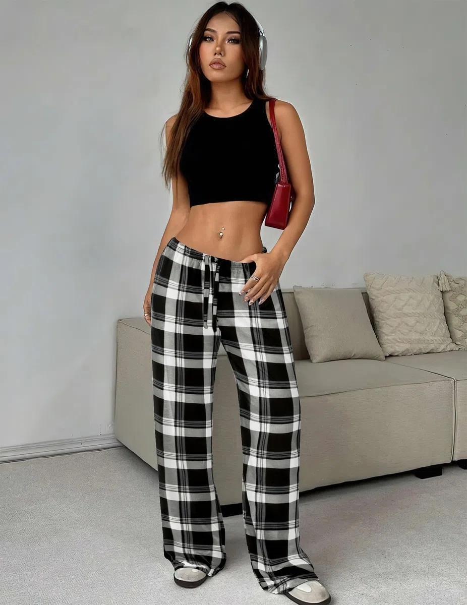 Ekouaer 2 Piezas Pantalones de Pijama Mujer Pantalón Largos con Bolsillos Casuals Casa Dormir Pantalón Suave y Confortable para Yoga S-XXL