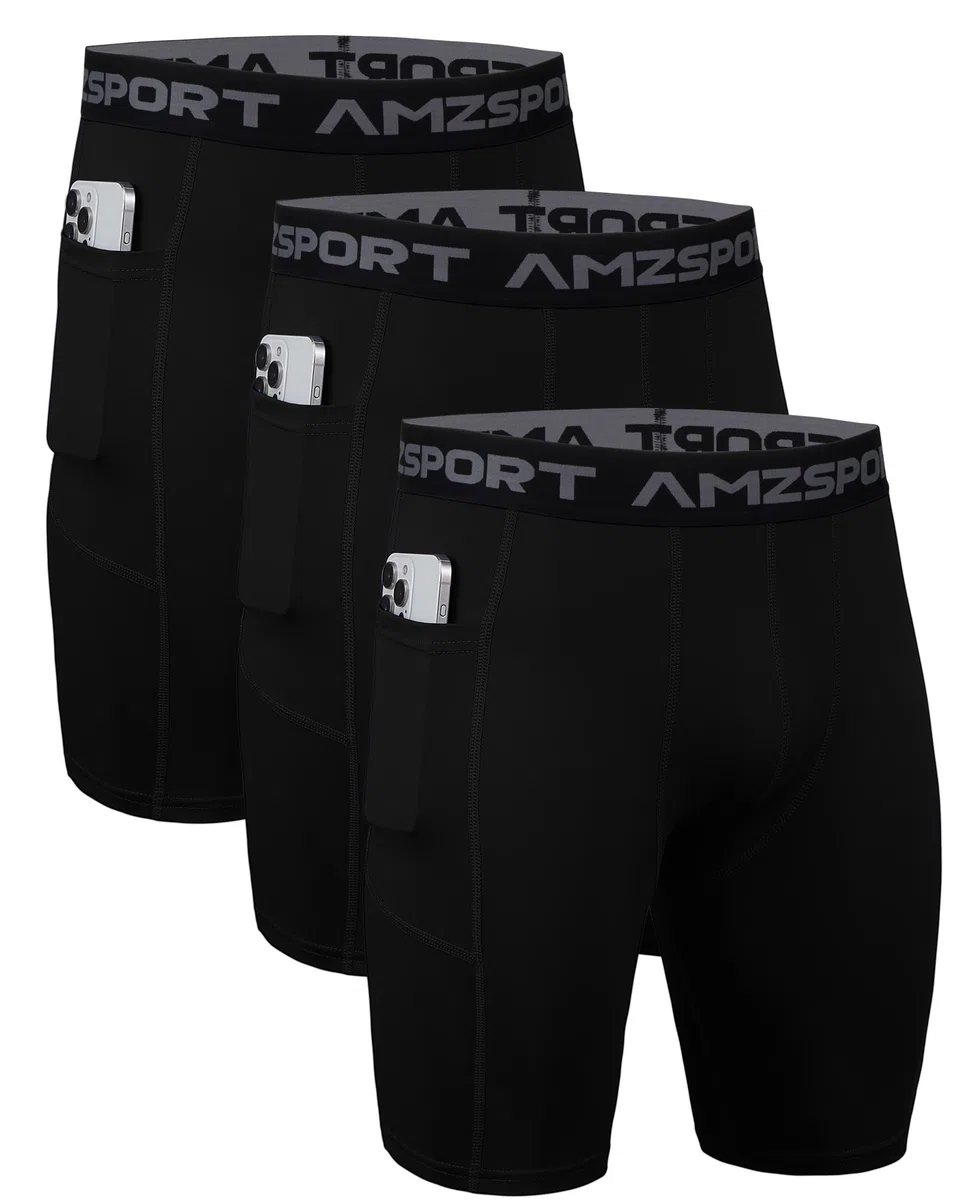 AMZSPORT Pantalones Cortos de Compresión para Hombre Pantalones Deportivos Secos y Frescos Pantalones Cortos de Entrenamiento