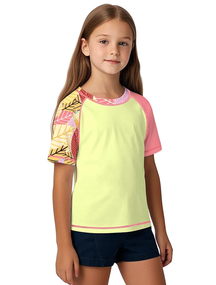 Angel CITIZ Kids Short Sleeve Rash Vest UPF 50+ Boys Swim Top UV Shirts Quick Dry Girls Rash Guard Swimwear Age 7-13