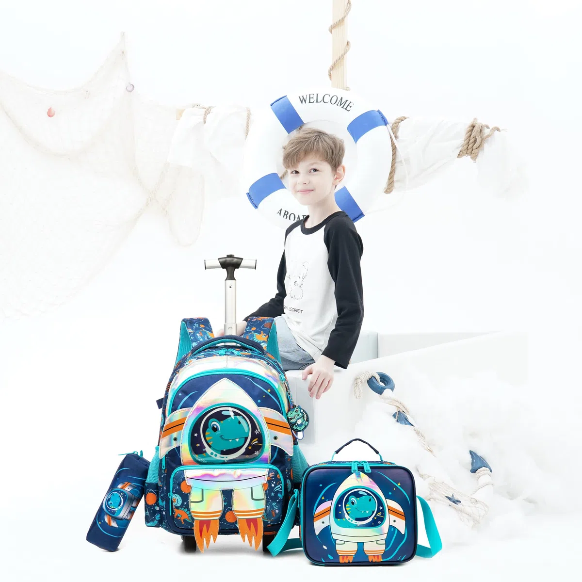 HTgroce Mochila Ruedas Niños Vuelta al Cole Material Escolar