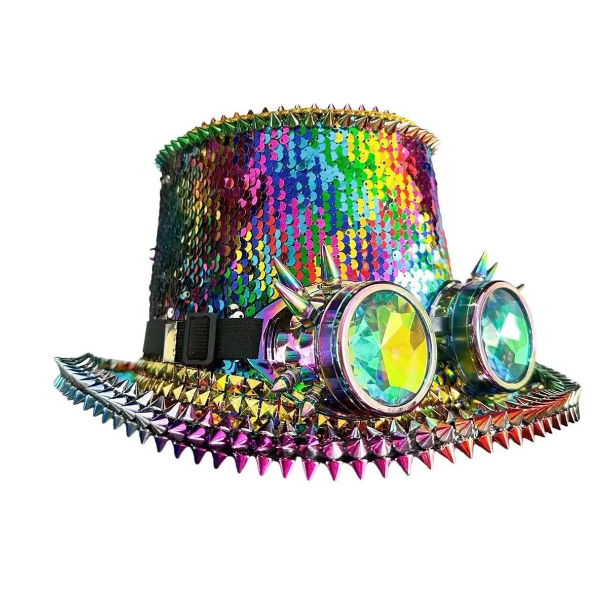 Sombrero marino de lentejuelas brillantes con gafas remachadas para despedida de soltera, despedida de soltera, capitán para eventos formales, disfraz de fiesta