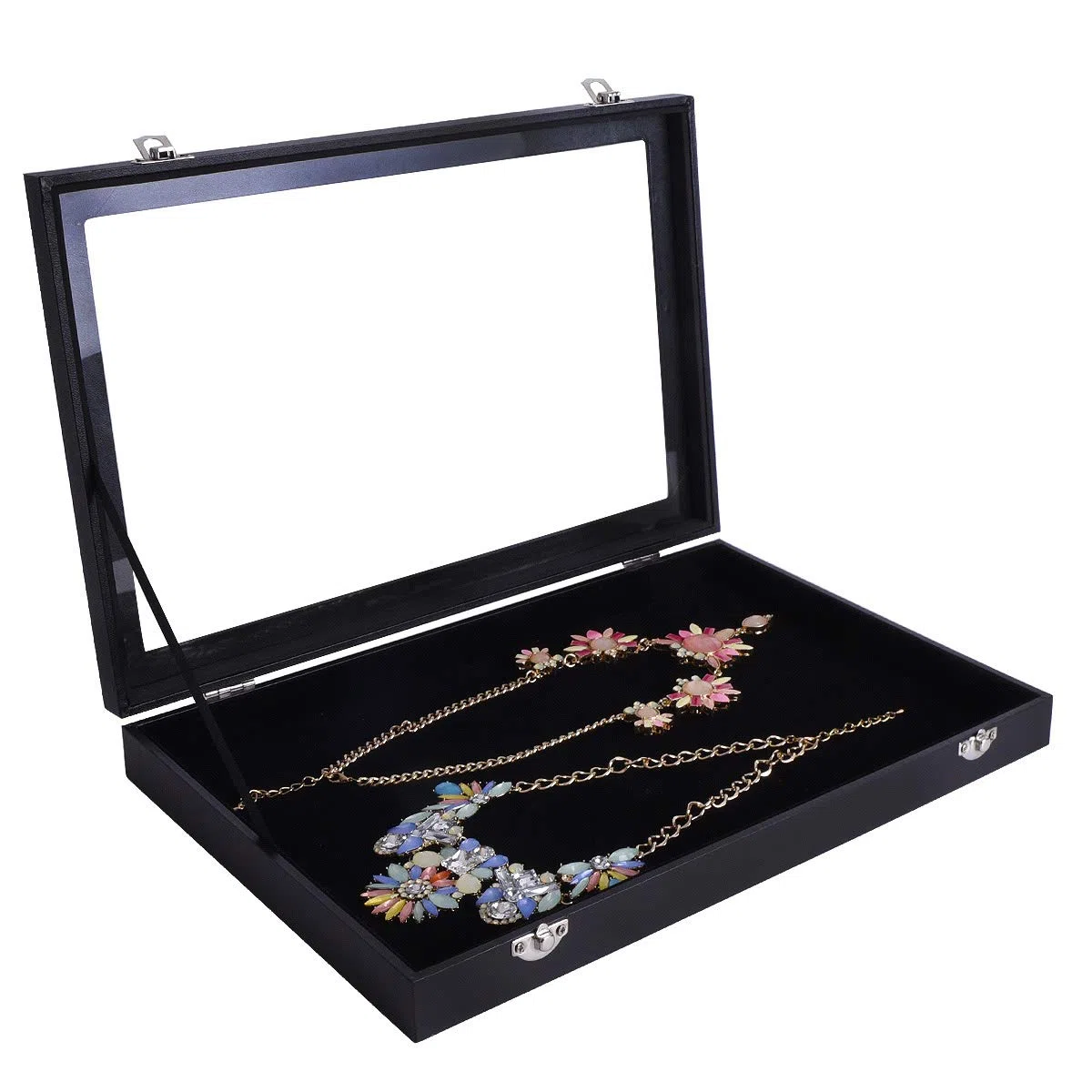 AUTOARK Cajas para Joyas con Terciopelo,joyero con 24 Compartimentos,Negro,AJ-083