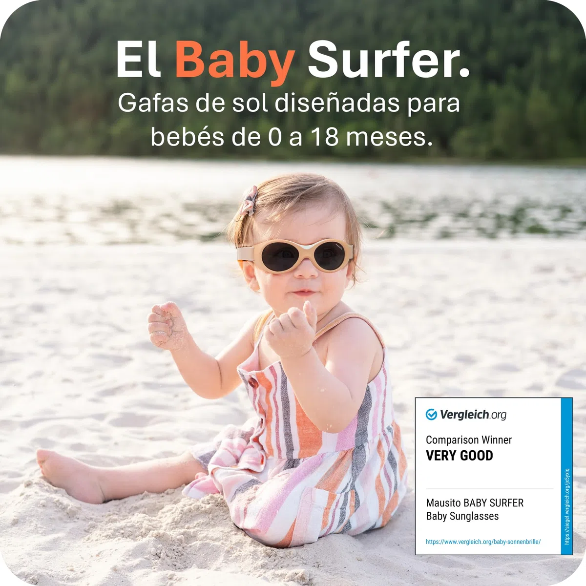 Mausito gafas de sol para bebés 0-18 meses UV400 & lentes categoría 3 | Gafas de sol infantiles flexibles con correa ajustable y suave | Ajuste seguro | Diseño europeo