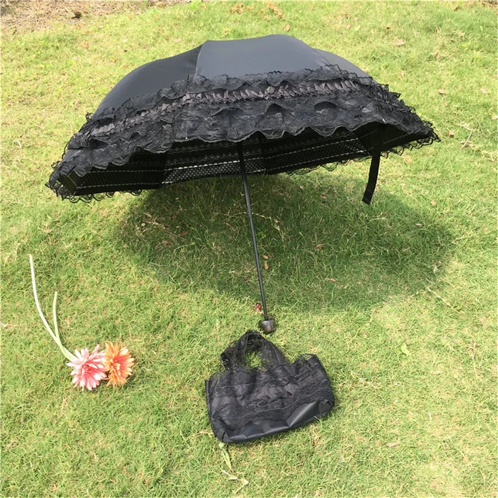 Paraguas Plegables UV Mujeres Sombrillas Encaje Paraguas Parasol Sombrilla Anti UV Impermeable a Prueba de UV en Verano Para Dama