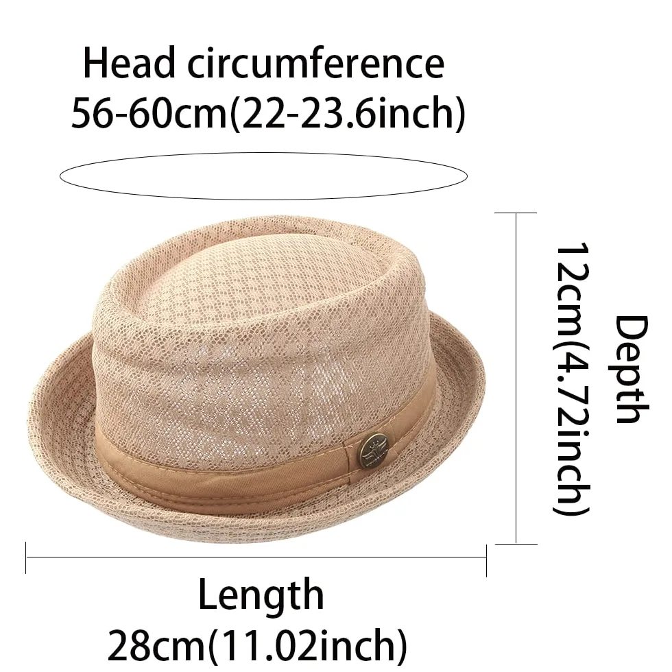 ZffXH Sombrero Pork Pie Hombre, 2 Piezas De Malla De Verano, Sombrero De Pastel De Cerdo, Sombreros De Bolos, Sombreros Frescos para Fiesta En La Playa, Gorra De Barco, Sombreros De Paja para Fiesta