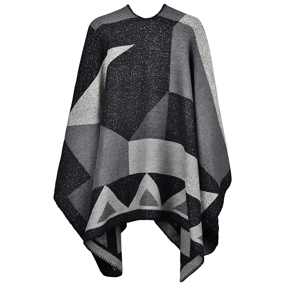 OOPOR Poncho Tejer Invierno de Mujer - Chal Lana Tela Escocesa Grande Bata Cardigan Acogedor Fular Crochet Capa Suave para Ropa Boda Jersey Mantón Casa Navidad Festival Disfraz ​Otoño Regalo 9 Color