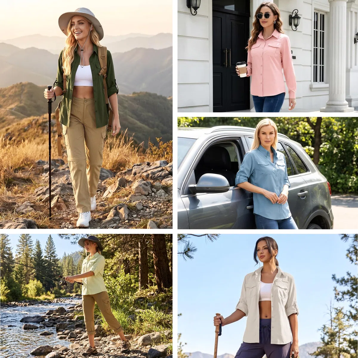 Camisas de safari para mujer, protección solar UV UPF 50+, manga larga, para exteriores, secado rápido, pesca, senderismo, jardinería