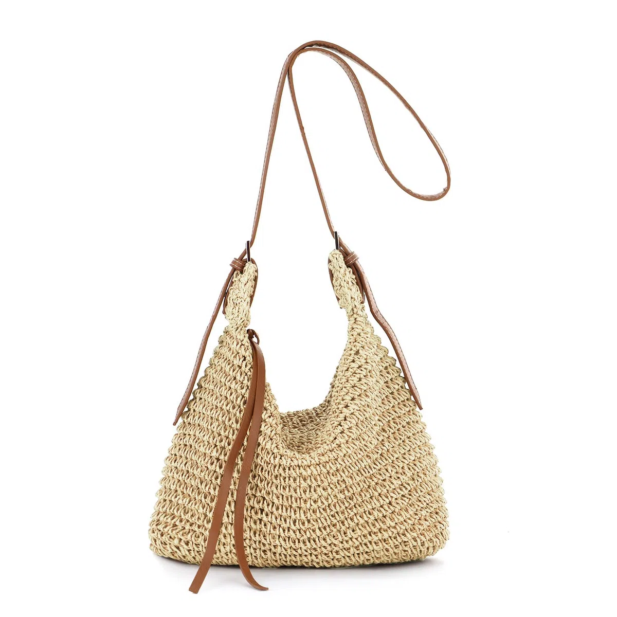 EVEOUT Bolso Bandolera de Rafia para Mujer Bolso Paja Tejido Liviano de Verano Boho para Playa Vacaciones Diario