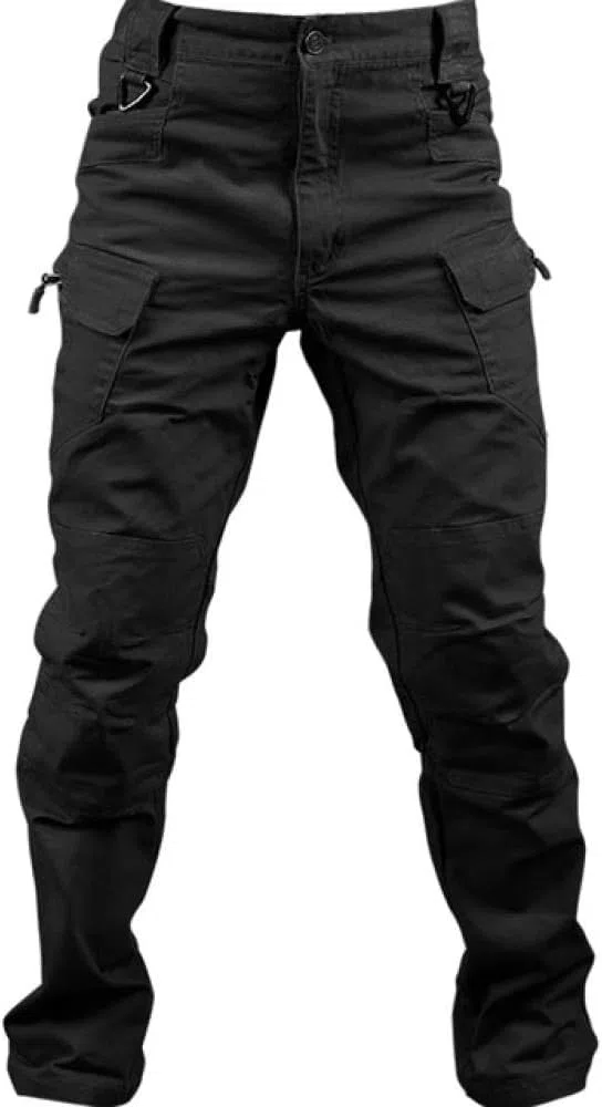 Pantalón de Carga Regular para Hombre Pantalón de Trabajo de Combate Militar Pantalones tácticos Militares Ocasionales Pantalones con múltiples Bolsillos para Caminar Negro