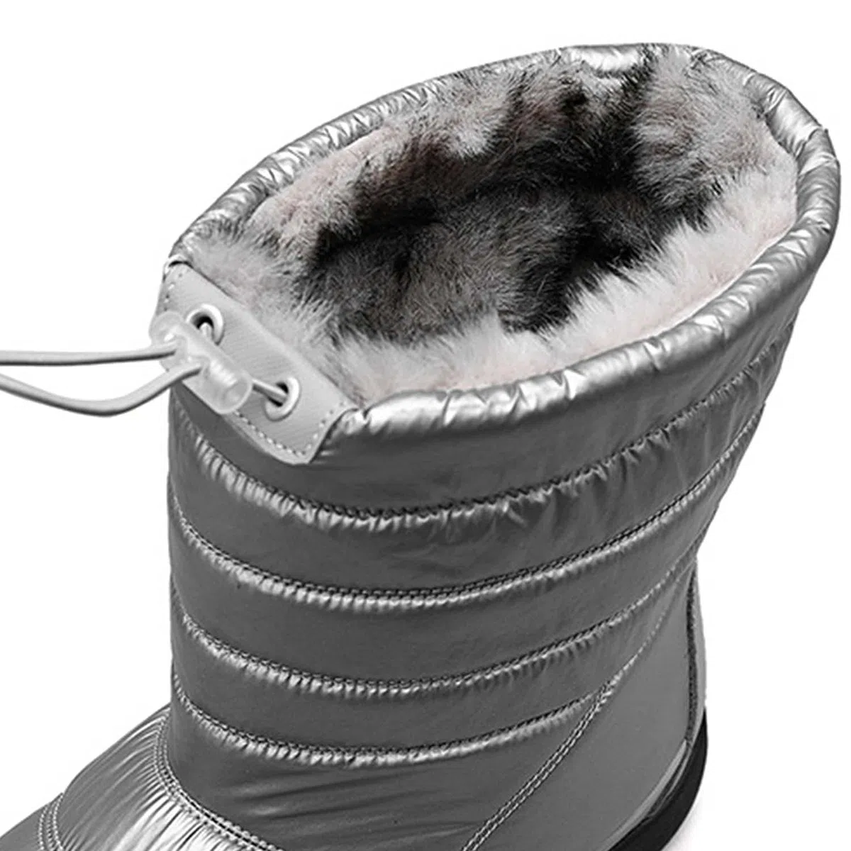 Botas de nieve para mujer invierno cálido forro de piel al aire libre sin cordones en botines impermeables zapatillas de deporte, gris, 39 EU