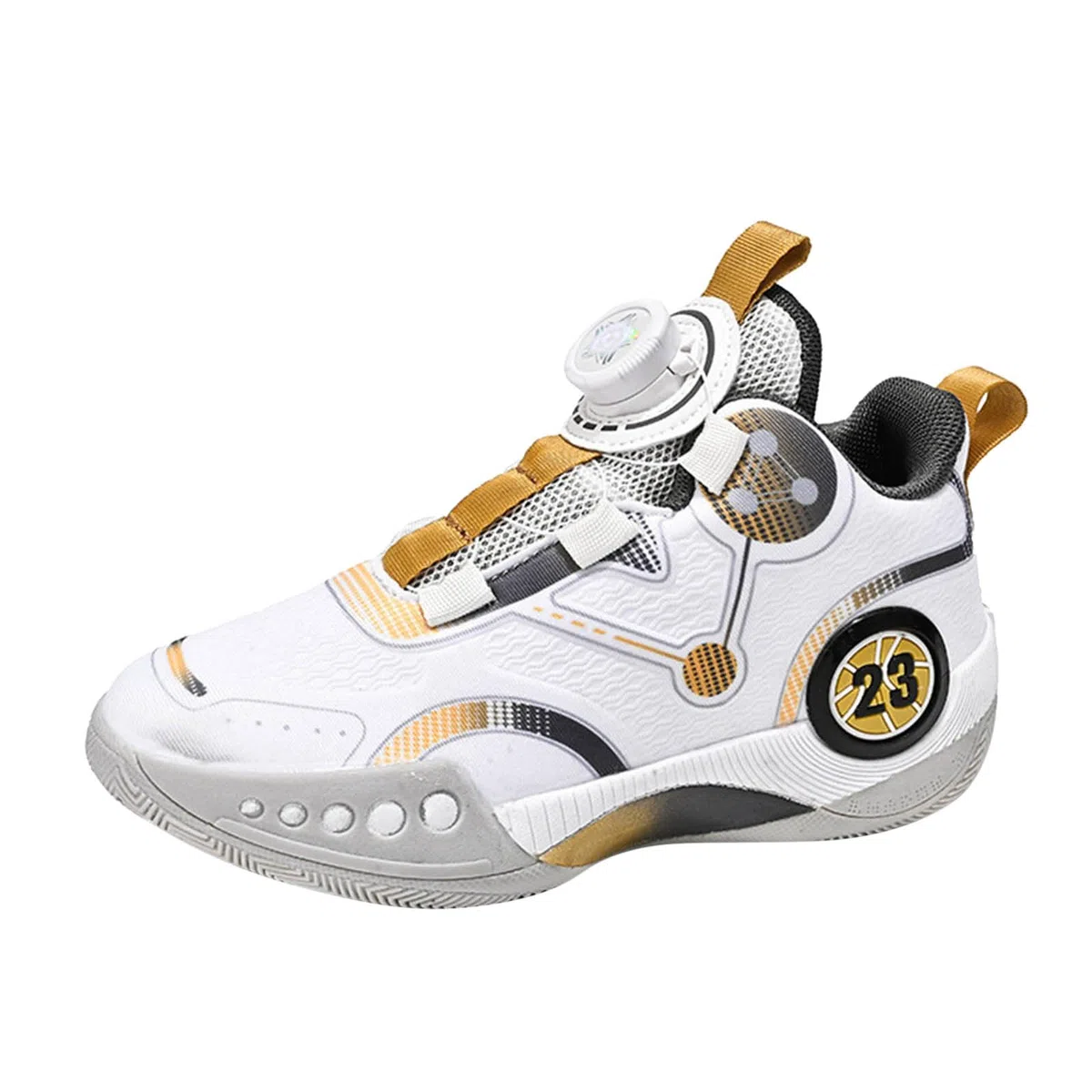 Youth 2024 - Zapatillas de baloncesto de malla para niños con botones giratorios, zapatillas deportivas para niños medianos y grandes