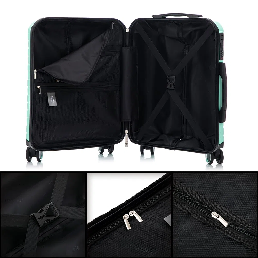 RAYKONG Maleta de Cabina 55x40x20cm Policarbonato (40L) semirígida Trolley pequeño Equipaje de Mano 4 Ruedas giratorios a 360º Cierre numérico (Menta)