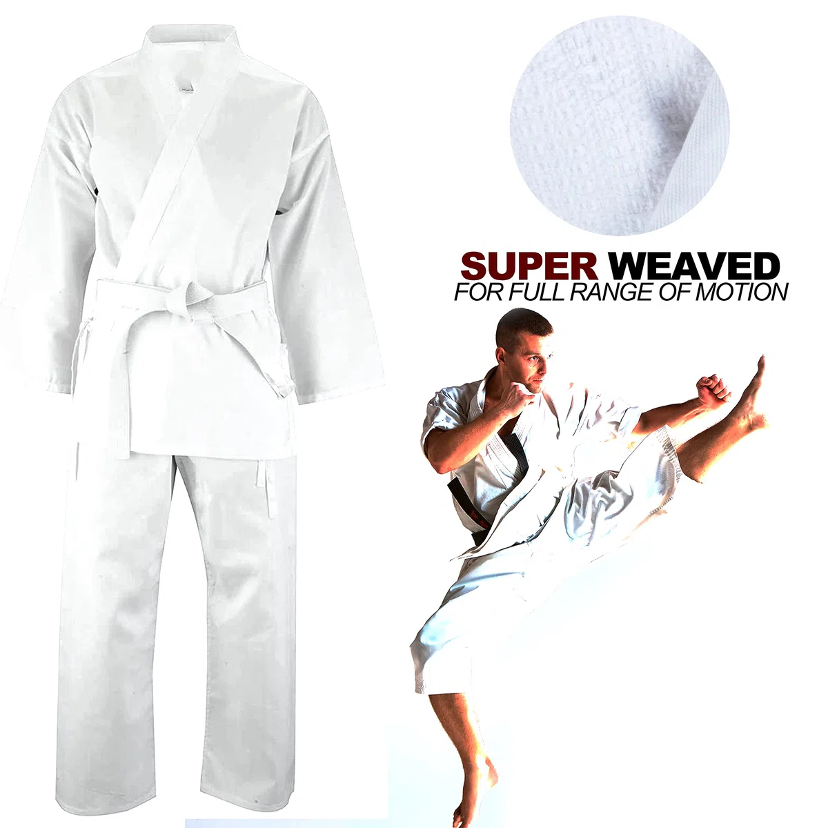 Uniforme de algodón Karate Gi, de Senshi, para estudiantes de karate y artes marciales, con cinturón