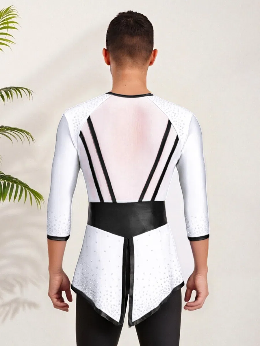 Adultos Hombres Traje De Baile Latino Para Hombres Camisa De Baile De Salón Latino Traje De Competición De Actuación Blanco L