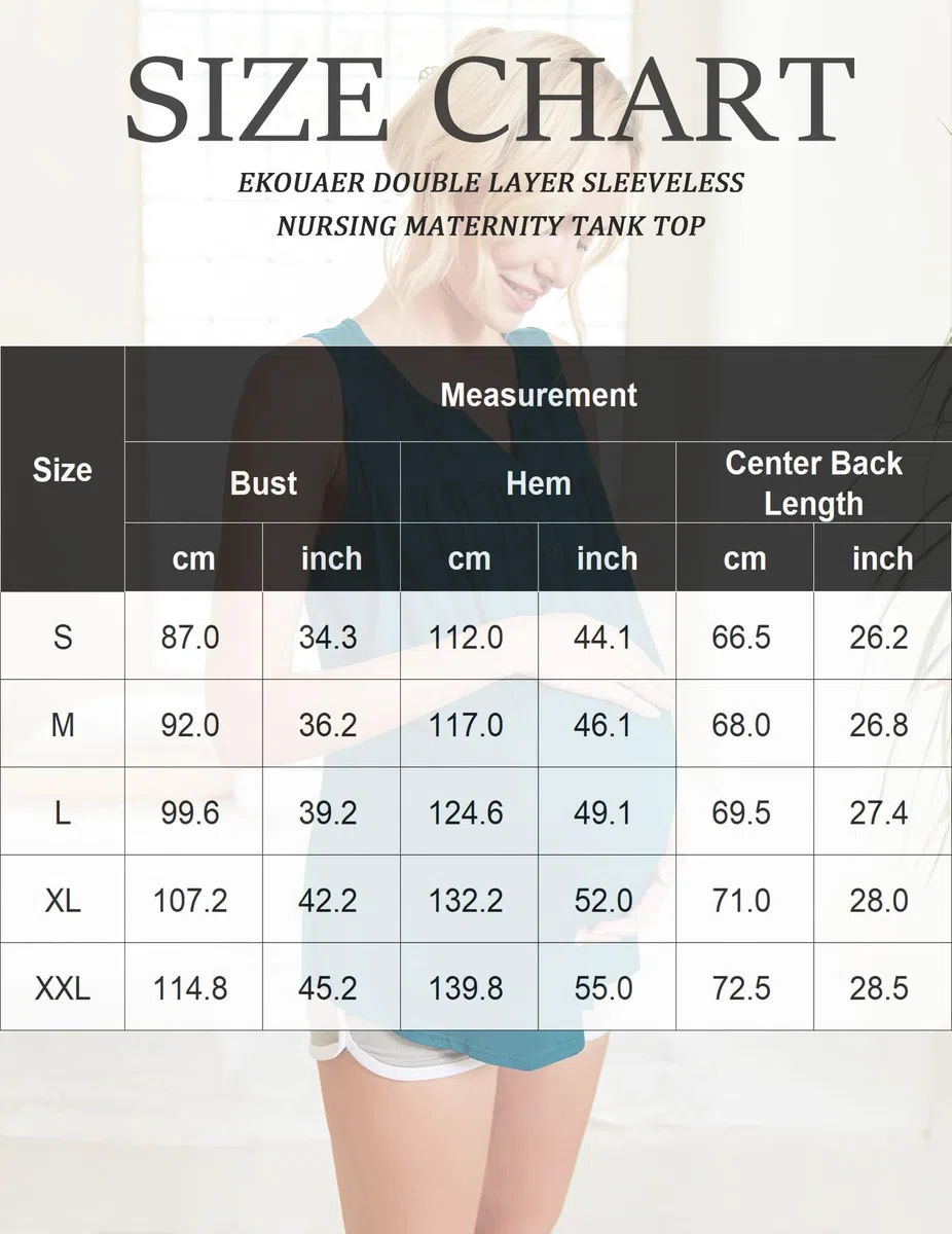 Ekouaer Camiseta sin mangas de maternidad para mujer, de doble capa, ropa de embarazo para verano