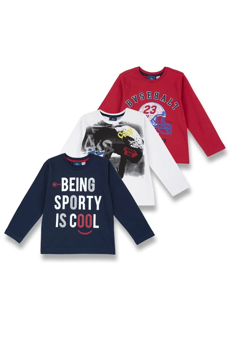 Chicco, Conjunto de 3 Camisetas Niño, Camisetas Niño de Manga Larga de Algodón, Designed in Italy