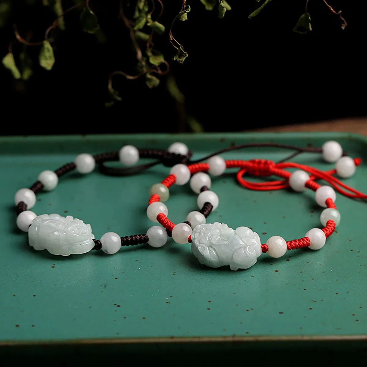 Pulsera De Cuentas, Pulsera De Hilo Rojo Lucky Charm Pulsera De Equilibrio Pulsera Tejida De Cuerda Esmeralda Amuleto Atraer Prosperidad Amor Suerte Dinero,Negro