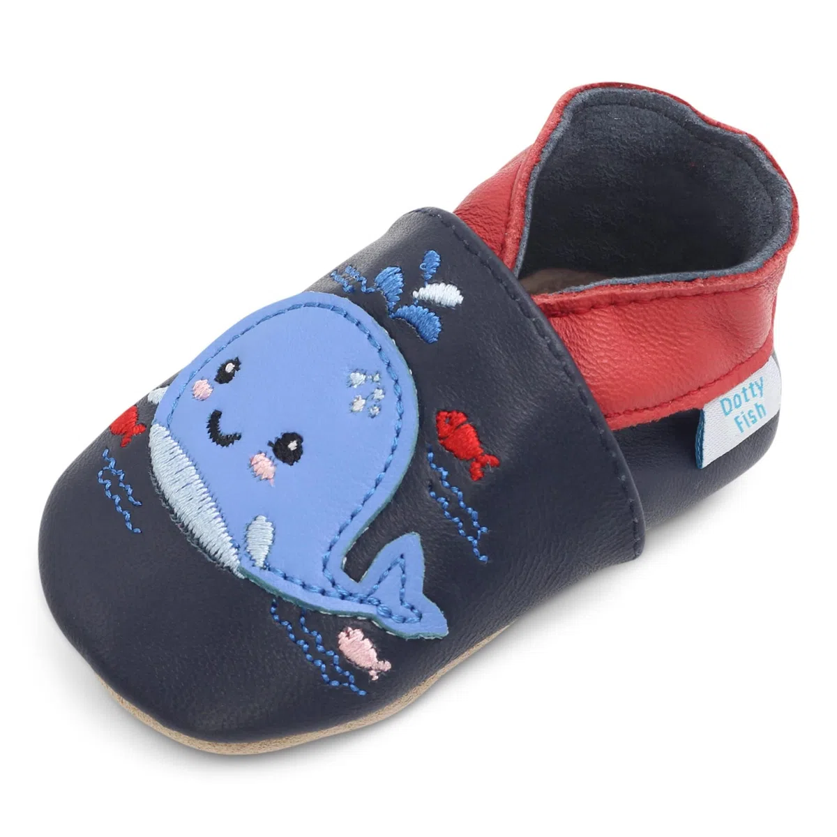 Dotty Fish Calzado Minimalista para bebés y niños. Zapatos Unisex de Piel Suave con Suela Antideslizante. Ligeros, Flexibles, Respirable y aprobados por podólogos - Ballena 2-3 años | Ligero, transpirable, flexible, tobillos elásticos, antideslizante