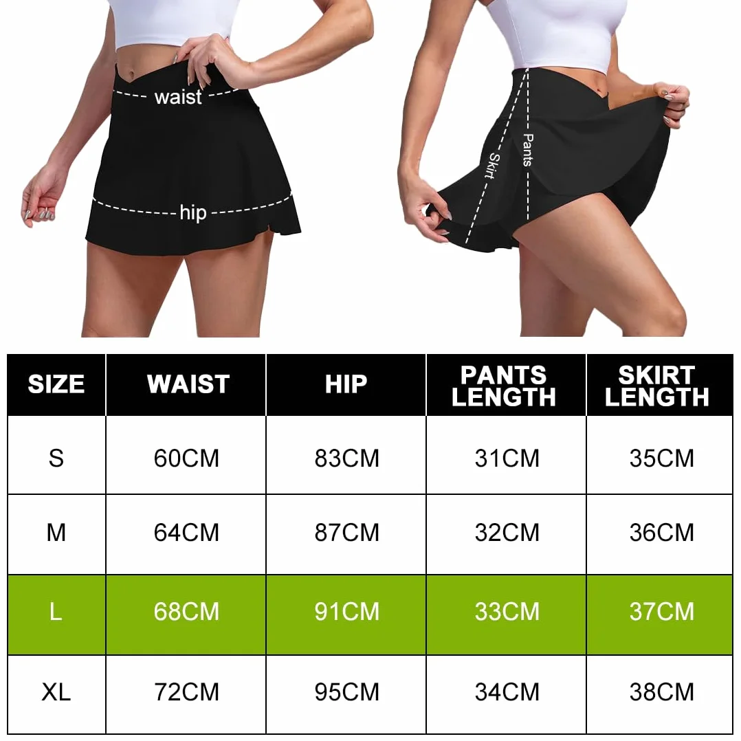 Augesak Falda Tenis Mujer,Falda Pantalon Deporte Mujer de Cintura en V,Falda Padel Mujer con Bolsillos, Falda Pantalon Mujer para Golf,Correr y Senderismo