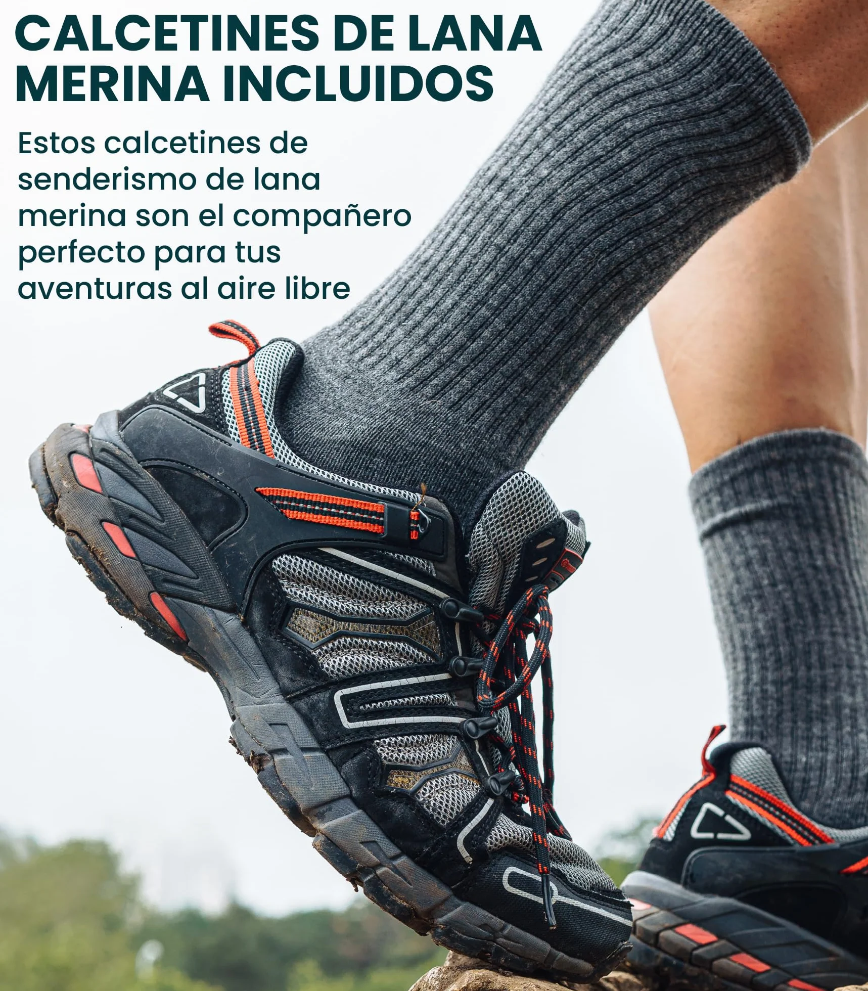 Merino.tech Camiseta Lana Merino Hombre - Deportiva Ropa Térmica 100% Lana Merino Ligero, Medio, Pesado con Calcetines
