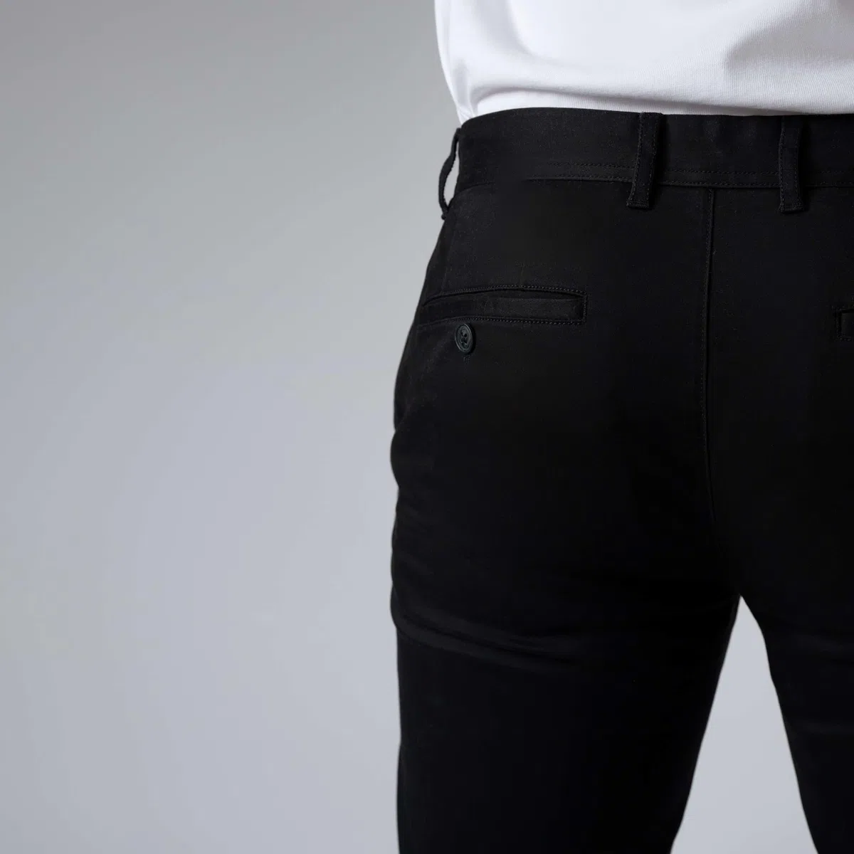 Pantalones chinos para hombre informales con ajuste ajustado elástico, Negro , 30W x 32L