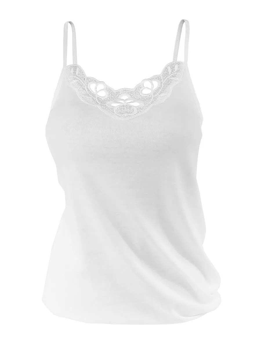 4 Piezas Camiseta Interior con Encaje, 100% Algodòn