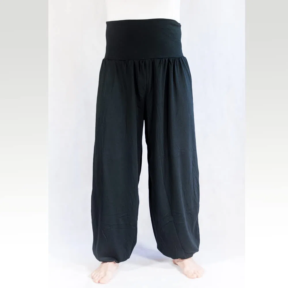 Savari | Pantalón Bombacho con Bolsillos | Modelo Aladin | Pantalones Harem | Estilo Oriental, Ancho, Largo y Cómodo | Ideal para Yoga | Unisex | Negro, Blanco, Azul, Gris, Vino |S-3XL |Tallas Grandes
