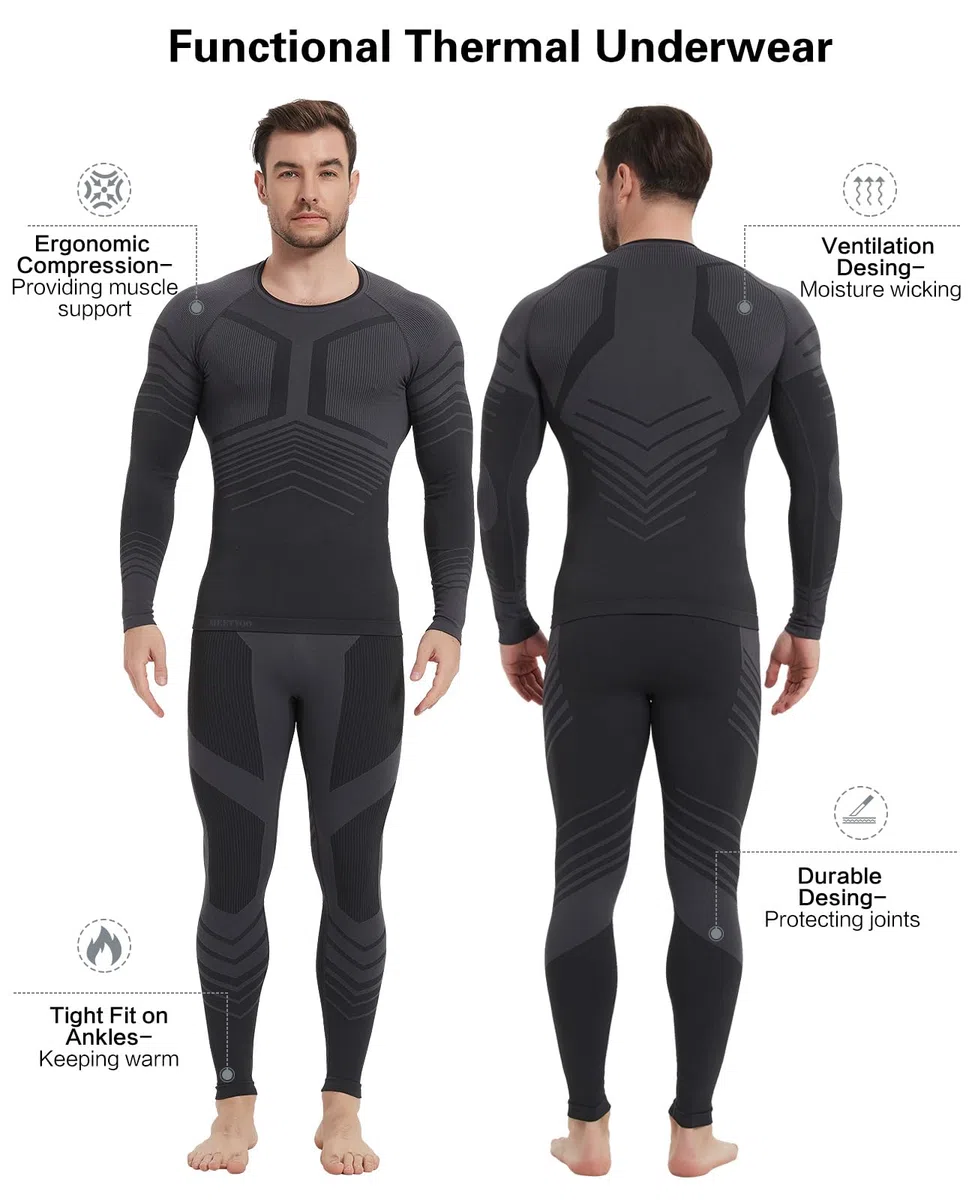 MEETWEE Ropa Interior Térmica para Hombres Traje térmico Funcional para Hombres Deportes al Aire Libre en otoño e Invierno Carrera Ropa Interior Térmica de Secado Rápido para Hombres de Esquí