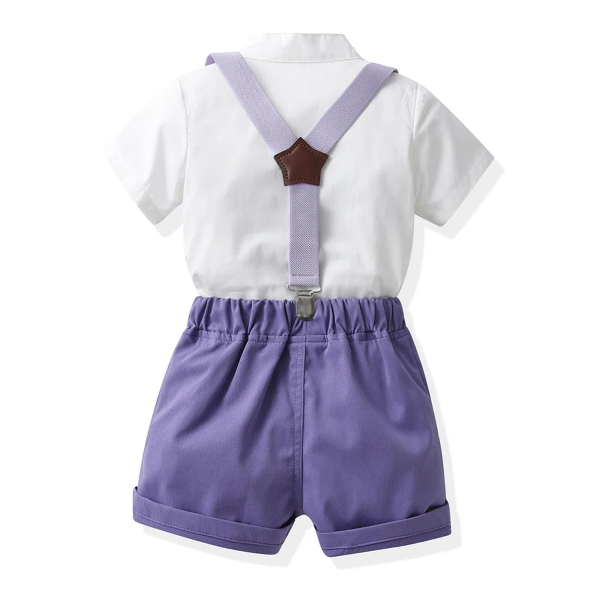 Bebé Niño Caballero Conjunto, Camisa de Manga Corta con Pajarita + Corta Pantalón Verano 4 Piezas Traje Ropa para Bautizo, Boda
