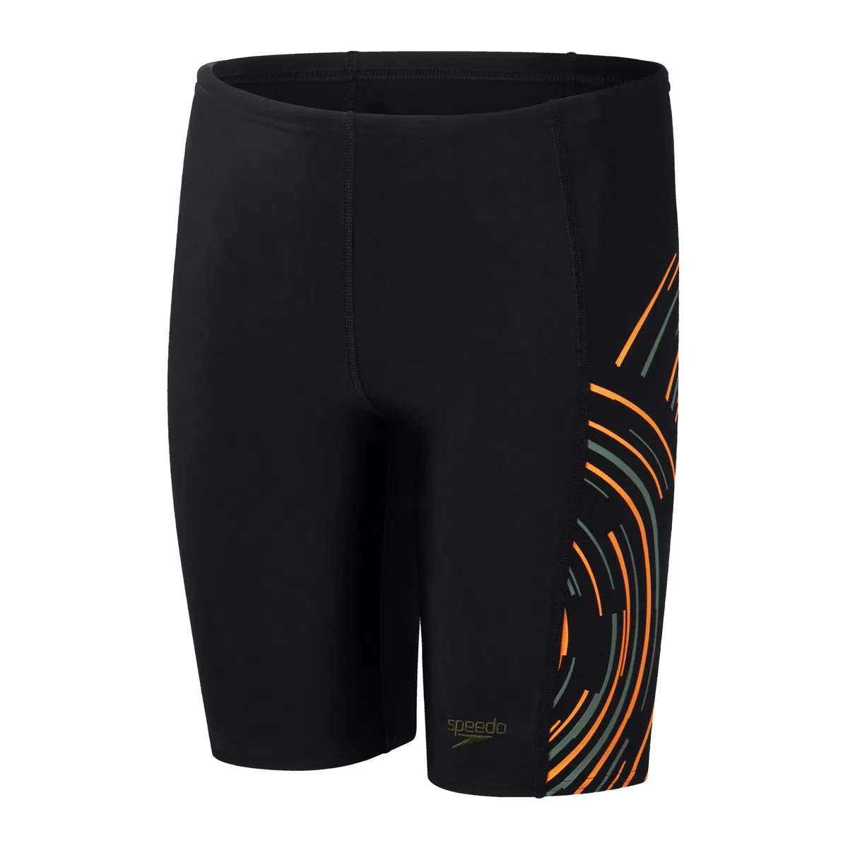 Speedo Traje de baño Plastisol Placement Jammer para niños, color negro y verde