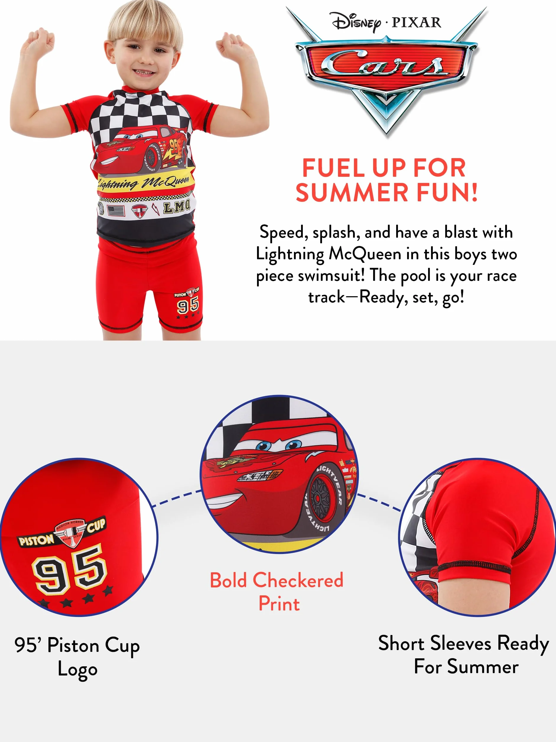 Disney Bañador de Dos Piezas para niño Cars Lightning Mcqueen
