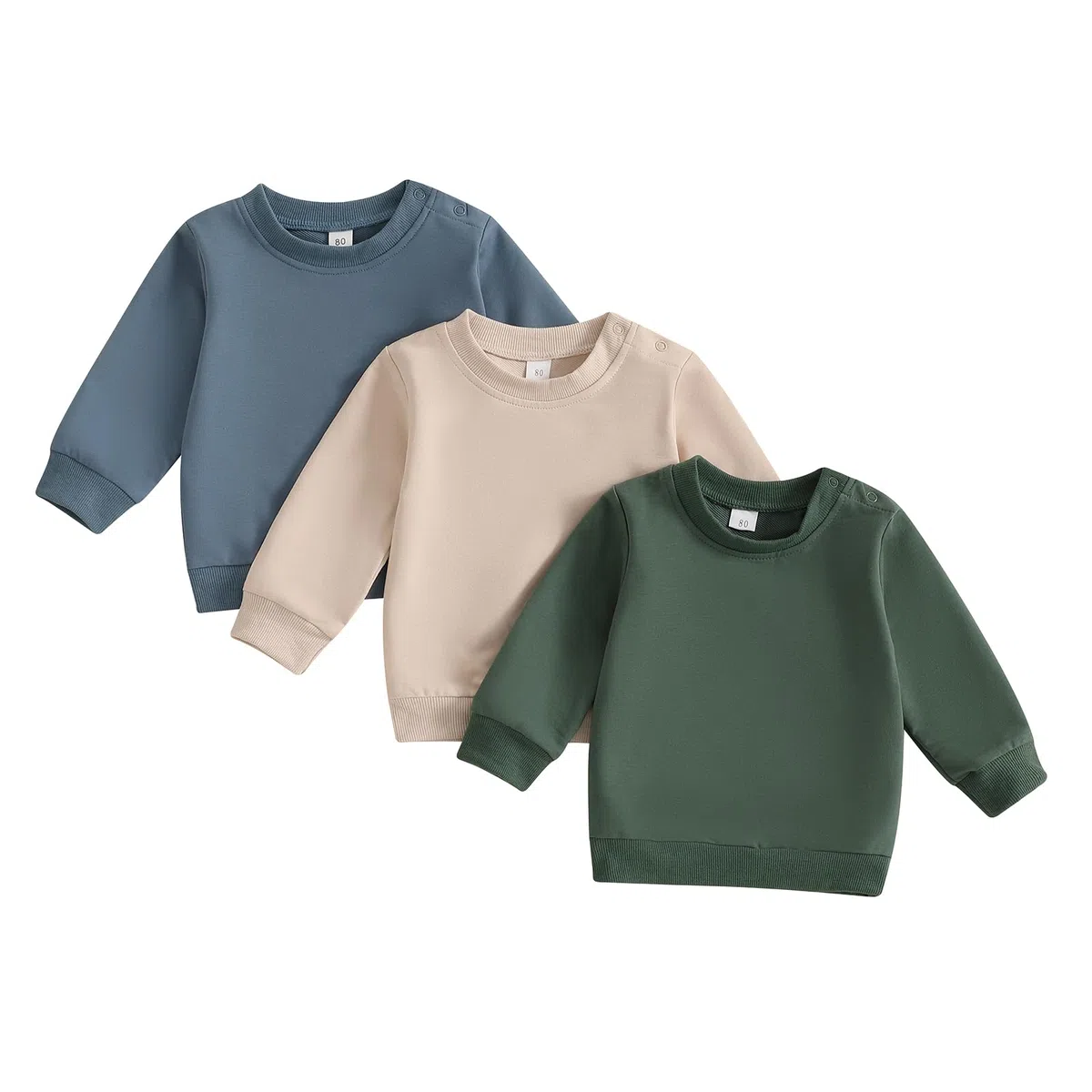Geagodelia Sudaderas para bebés y niños pequeños, de manga larga, para primavera y otoño, color liso, sin botones, elástico, ropa de 3 piezas