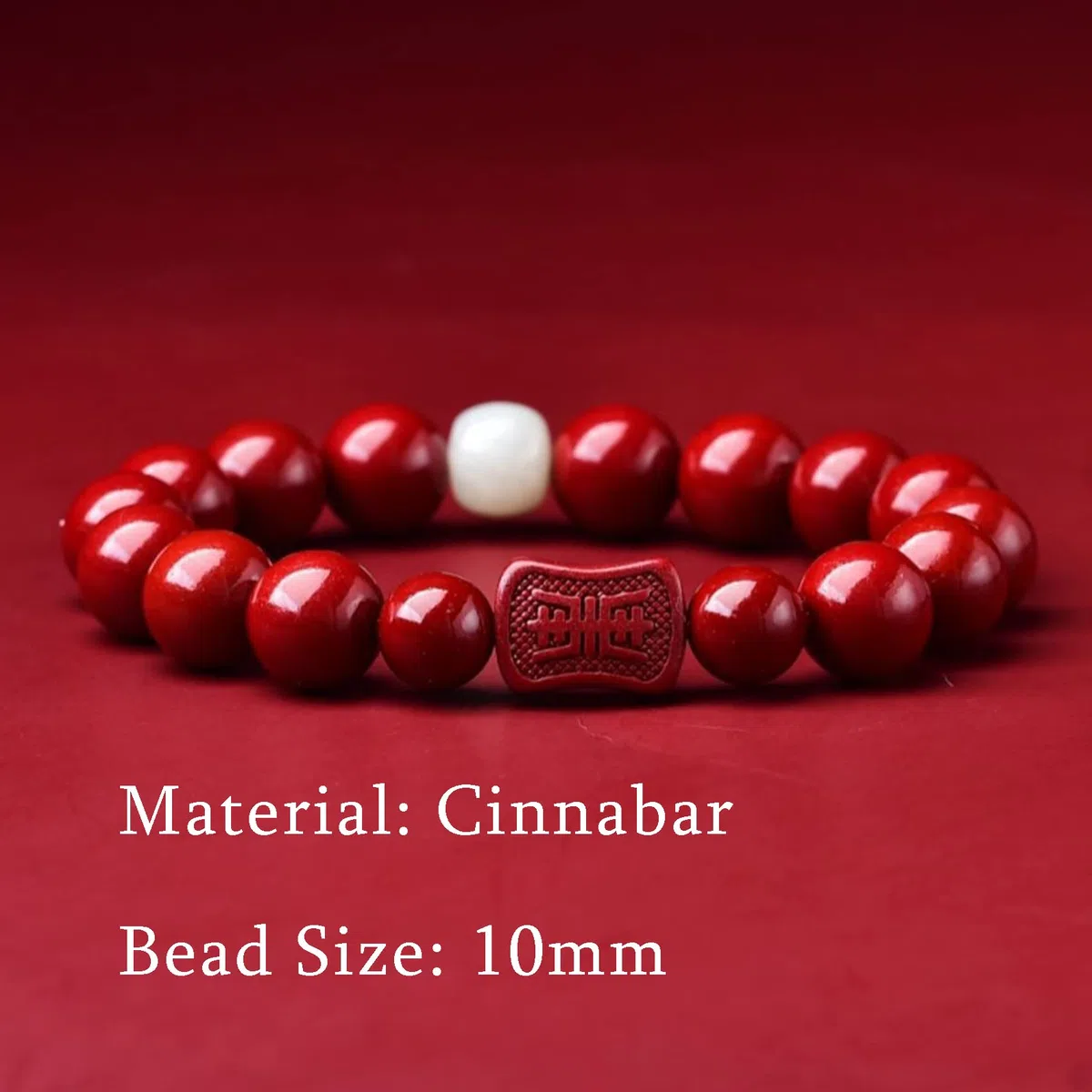 LNNSHX Pulsera Feng Shui Pulsera De Cuarzo De Cristal De Cinabrio Pulsera De Hilo Rojo Amuleto De Buena Suerte Pulsera Redonda De Cuentas Elástica Piedra Talismán Pulsera De Cristal Vintage Mujeres