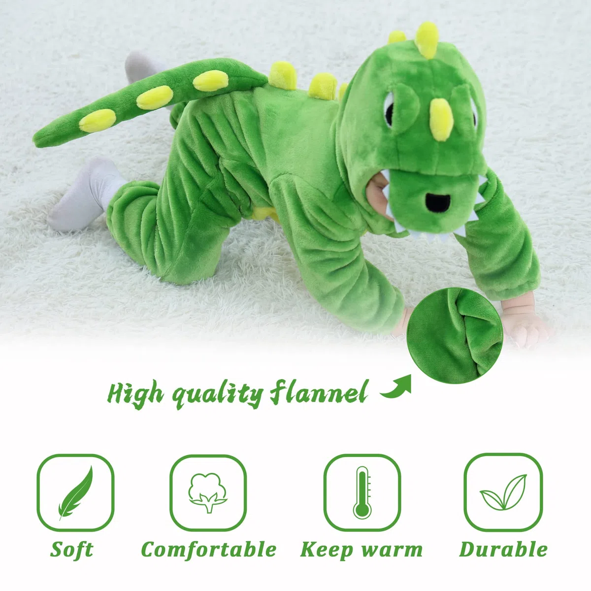 Mameluco de bebé para Halloween Monos de Franela de Animale Traje de Animales Ropa con Capucha Cálido Lindo Pijama