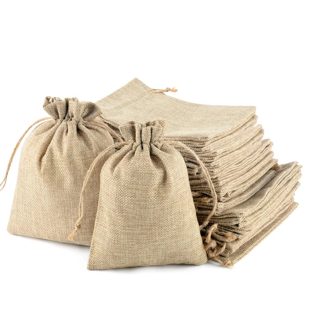 CLYPY 20 bolsas de yute de 20 x 30 cm con cordón, bolsas de tela con cordón, bolsas de yute para rellenar, bolsas de yute para Navidad, bolsas de regalo para bodas, recuerdos, Navidad (natural)